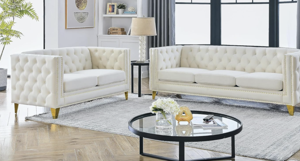 While elegant sofa set